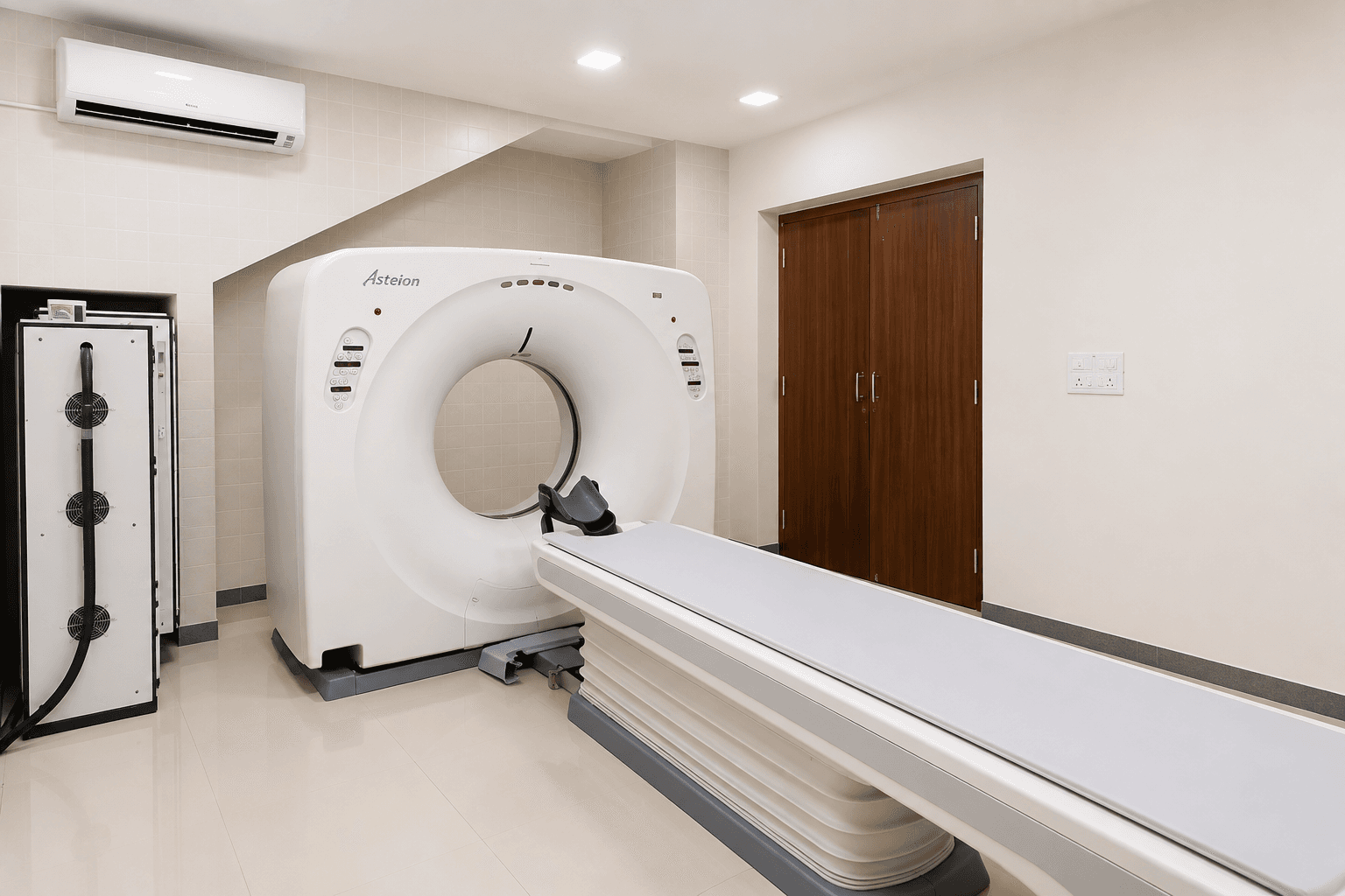 CT scanner and radiology imaging suite at Samjaya Healthcare.