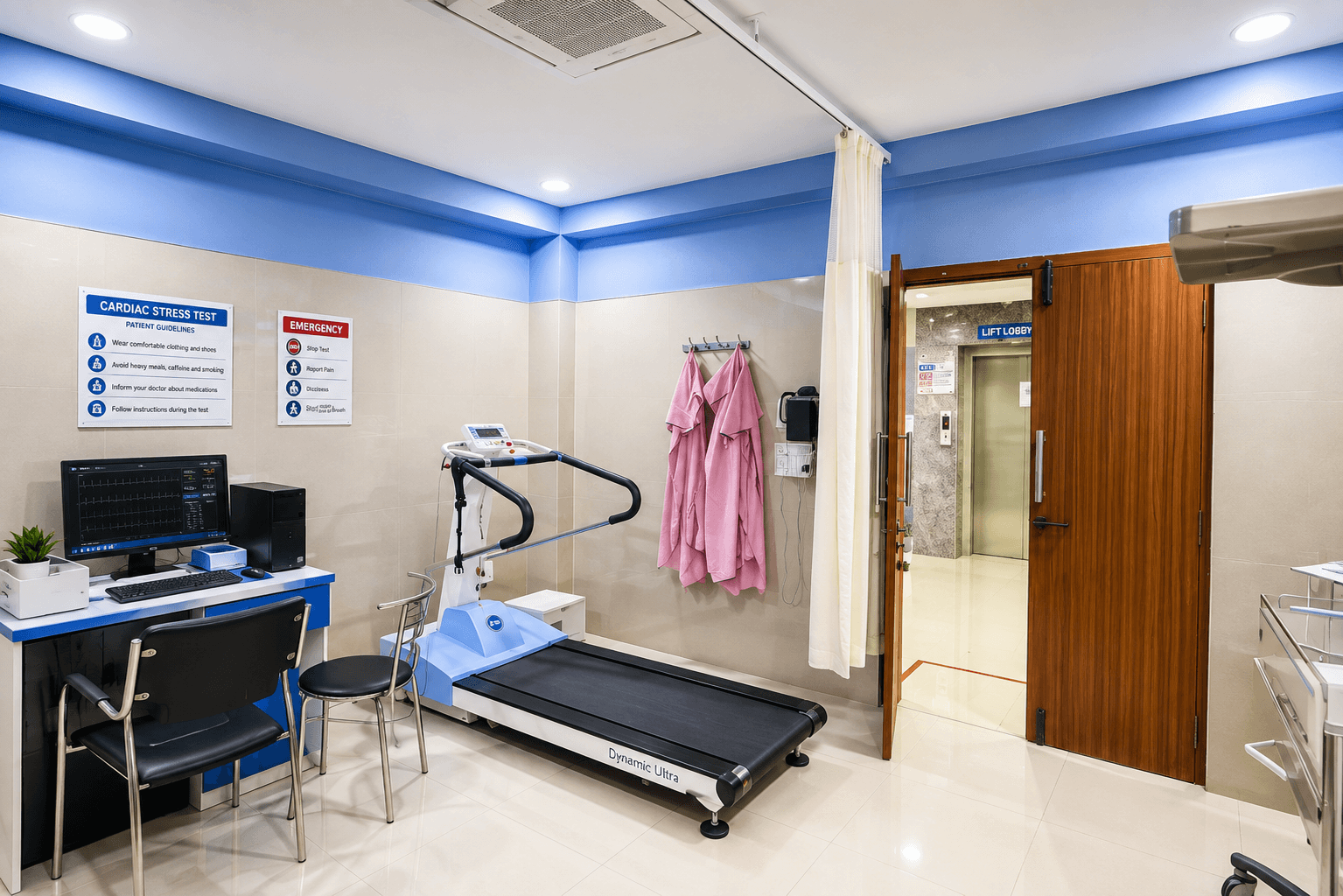 Cardiac stress test and monitoring room at Samjaya Healthcare.