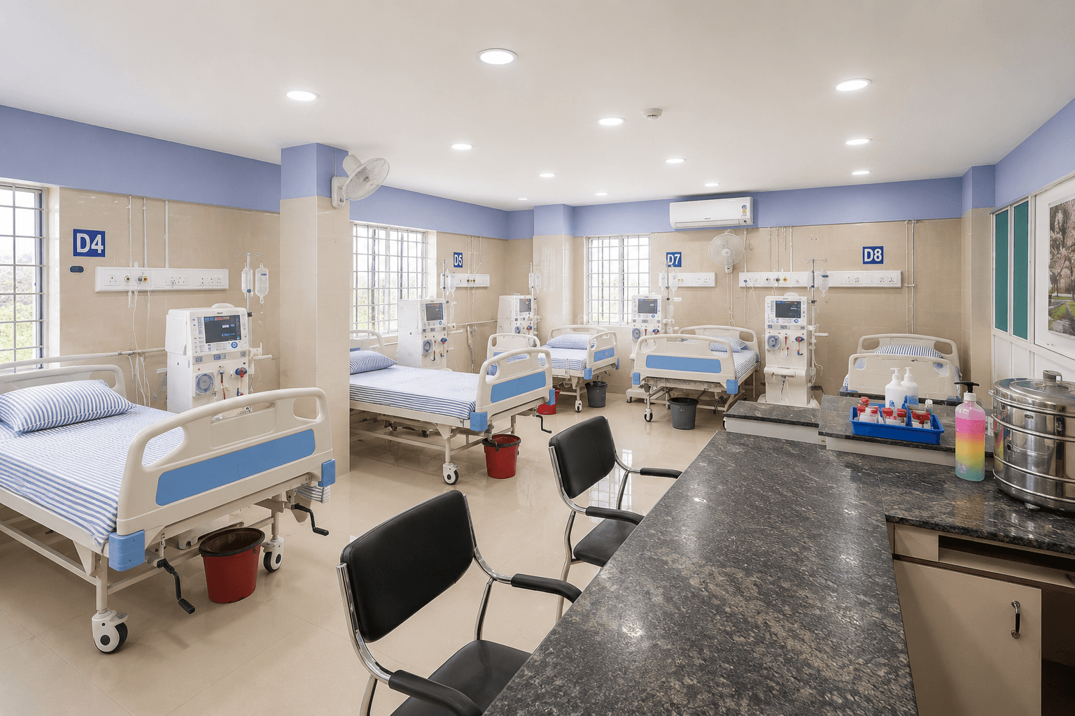 Dialysis ward and patient care area at Samjaya Healthcare.